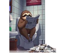 Puzzle de 1000 pièces d'un paresseux lisant dans les toilettes pour adultes et adolescents, puzzles pour adultes, jouets éducatifs d'apprentissage, 38 x 26 cm/1000 pièces