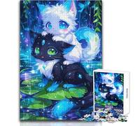 Puzzle de 1000 pièces - Duo de Chats Mignons sous la Pluie - Activité de détente et de Loisirs - Découpe de précision - Bords Lisses - Dimensions:38x26cm