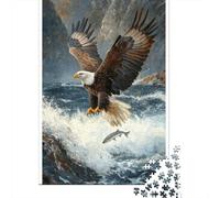 Puzzle De 1000 Pièces Eagle Fishing Art Print-1 Puzzle Adulte Jeu Familial Décoration Parfaite Cadeaux Uniques d'anniversaire Et De Noël 38x26cm/1000pcs