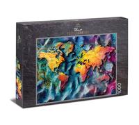 Puzzle de 1000 pièces « Earth in Motion » - Représentation artistique de la carte du monde avec des structures ondulées - Design global moderne - Qualité du puzzle fabriqué en Allemagne