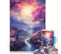 Puzzle de 1000 pièces Eaux tranquilles et Arbres en Fleurs Jouet éducatif activité ludique et Anti-Stress renforce Les Liens Amoureux 38x26cm