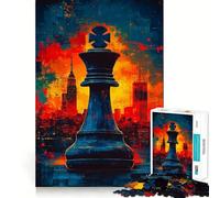 Puzzle de 1000 pièces Échecs Roi Paysage Urbain Jeu de réflexion précis et Amusant pour se détendre et Passer Un Moment paisible Cadeau de Noël apaisant (38x52cm)