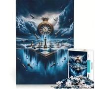 Puzzle de 1000 pièces Échiquier du Temps, Jeu de réflexion, décoration intérieure, avec des pièces de Formes aléatoires Parfaitement emboîtables 38x26cm