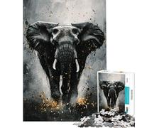 Puzzle de 1000 pièces Échos dorés de l'éléphant pour Adolescents Niveau Difficile Chaque pièce est Unique Jouet éducatif (50x75cm)