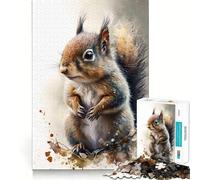 Puzzle de 1000 pièces Écureuil à l'aquarelle pour Adolescents Un Cadeau saisonnier Relaxant et Amusant 38x52cm