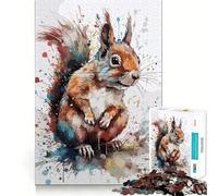 Puzzle de 1000 pièces Écureuil à l'aquarelle pour Adultes, Jeu Intelligent et Amusant à réaliser en intérieur, découpe Lisse, Cadeau du Père Noël 50x75cm