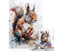 Puzzle de 1000 pièces Écureuil Aquarelle Jeu éducatif et ludique Cadeau d'anniversaire avec Poster et fiche de Questions Assortis Dimensions 50x75cm