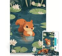 Puzzle de 1000 pièces Écureuil dans Un étang de nénuphars 50x75cm Jeu de réflexion pour Adolescents Atelier de détente et de Plaisir