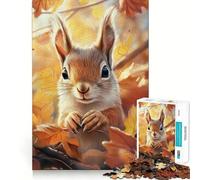 Puzzle de 1000 pièces Écureuil d'automne Charm Jeu de logique et de réflexion Détendez-Vous et offrez-Vous Un Cadeau Artistique pour Noël (38x52cm)