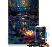 Puzzle de 1000 pièces Écureuil et nénuphars la Nuit pour Adultes, Smart Reason Toy Group Joy, Bords Lisses, œuvre d'art 50x75cm