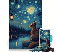 Puzzle de 1000 pièces Écureuil sous Un Ciel étoilé pour Adolescents, Jeu de réflexion, Design Relaxant, Cadeau attentionné 38x52cm