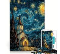 Puzzle de 1000 pièces Église Nuit étoilée pour Adultes, Jeu de réflexion Stimulant, Jeu de Groupe, découpe Nette, Joli Cadeau 38x52cm