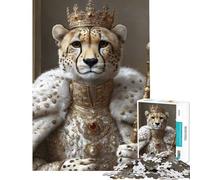 Puzzle de 1000 pièces Élégant Puzzle pour Adultes représentant Le Roi guépard Jeu Anti-Stress d'analyse et de logique Idéal comme Cadeau pour Toute la Famille (Dimensions 38x26cm)