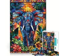 Puzzle de 1000 pièces Éléphants en vitrail pour Adolescents, Jeu de réflexion, Jeu de Groupe, découpe de précision, Cadeau de fête 38x52cm
