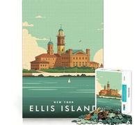 Puzzle de 1000 pièces Ellis Island New York Jeu d'assemblage Facile Cadeau Intelligent et ludique Décoration de Noël (38x52cm)