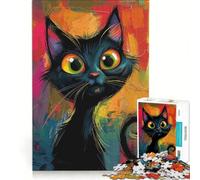 Puzzle de 1000 pièces Embrasse-Moi Un Chat coloré et Rigolo Jeu de réflexion détente intellectuelle Cadeau d'anniversaire 38x26cm