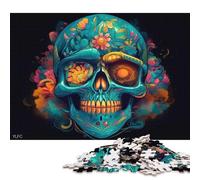 Puzzle de 1000 pièces en Bois avec Motif de crâne de Dessin animé, idéal pour Imprimer des Puzzles carrés pour Adultes et décoration intérieure (75 x 50 cm).