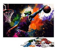 Puzzle de 1000 pièces en Bois pour Adultes, Motif Joueur de Basket-Ball, idéal pour décorer et stimuler Le Cerveau, 50x75cm / 19,68x29,52 Pouces
