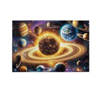 Puzzle de 1000 pièces en bois pour adultes - Motif planètes du système solaire