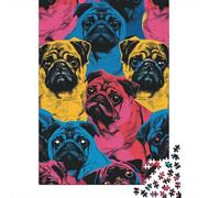 Puzzle de 1000 pièces en Bois représentant Un Bouledogue coloré - Jouet éducatif - Cadeau de Noël - 1000 pièces (75 x 50 cm)