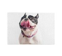 Puzzle de 1000 pièces en Bois représentant Un Bouledogue français Joyeux et Curieux, pour Adultes.