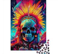 Puzzle de 1000 pièces en Bois représentant Un crâne de Chef, Jeu éducatif pour Adultes et Enfants, idéal comme Cadeau de Noël. 1000 pièces (75 x 50 cm).