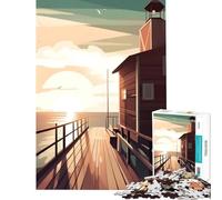 Puzzle de 1000 pièces en Bois représentant Un Phare et Un Quai Un Jeu Impossible à réaliser Un Jouet éducatif et Un pour se détendre (Dimensions 38x26cm)