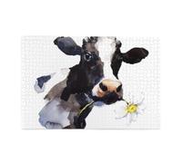 Puzzle de 1000 pièces en Bois représentant Une Vache et Une Marguerite.