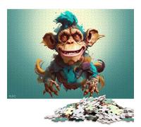 Puzzle de 1000 pièces en Bois, Style Dessin animé, représentant Un Singe. Jeu éducatif et Stimulant, idéal comme Cadeau de Noël. 1000 pièces (75 x 50 cm).