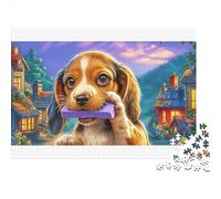 Puzzle de 1000 pièces en Carton 100% recyclé représentant Un Beagle dans Un Chalet Douillet. Un défi Impossible ! Cadeau Amusant. 38 x 26 cm / 1000 pièces
