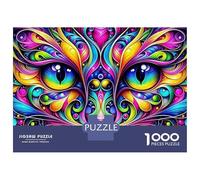 Puzzle de 1000 pièces en Carton à Motifs psychédéliques de Chats Mignons (52 x 38 cm) - Idéal pour Adultes et débutants - Anti-Stress - Divertissement à la Maison - Loisirs - 1000 pièces
