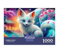 Puzzle de 1000 pièces en Carton épais de qualité représentant Un Renard à Neuf queues au Regard étoilé.Adultes,ce Puzzle Peut être encadré et constitue Un Passe-Temps Calme ou Un Cadeau: 38 x 26 cm.