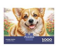 Puzzle de 1000 pièces en Carton épais de qualité représentant Un Welsh Corgi,sur Le thème de la Joie et du Rire.Les Adultes.À encadrer et à Offrir.Parfait Un Moment de ou Un Anniversaire: 70 x 50 cm.
