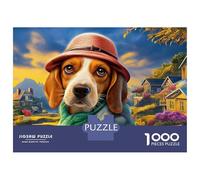 Puzzle de 1000 pièces en Carton épais représentant Un Beagle avec Un Chapeau Festif. Idéal pour Les Adultes et Les débutants.pour Les fêtes et activitéles Jours de Pluie. Dimensions : 70 x 50 cm.