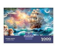 Puzzle de 1000 pièces en Carton Mat Lisse représentant Un voilier sur l'océan. Les Adultes, ce Puzzle Anti-Stress est Une activité Amusante à Faire en Famille Les Jours de Pluie: 52 x 38 cm.