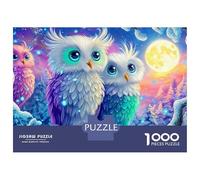 Puzzle de 1000 pièces en Carton recyclé de qualité supérieure, Motif Hibou étoilé au Repos, idéal pour la détente et Les Loisirs en Famille. 1000 pièces, 52 x 38 cm.
