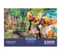 Puzzle de 1000 pièces en Carton recyclé de qualité supérieure représentant Couple Chihuahuas dans Un Jardin.Adultes,ce Puzzle Peut être encadré et constitue Un Divertissement intérieur (38 x 26 cm).