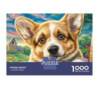 Puzzle de 1000 pièces en Carton recyclé représentant Un Welsh Corgi, avec Un Sourire de côté Fleuri. Idéal Les Adultes, ce Puzzle Anti-Stress est Parfait se divertir en ou Entre Amis : 38 x 26 cm.