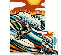 Puzzle de 1000 pièces en Couleurs, Style Pop Art, sur Le thème du Surf, pour Adultes Jeu Intelligent, idéal pour Jouer en intérieur Découpe précise Un Cadeau Charmant 38x26cm