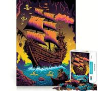 Puzzle de 1000 pièces en Forme de Bateau Pirate, coloré, pour Adolescents, améliore la mémoire, Loisirs faciles, découpe Ferme, décoration Murale (38x26cm)