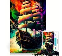 Puzzle de 1000 pièces en Forme de Bateau Pirate, coloré, pour Adolescents, Jeu de logique, Jeu de Groupe, découpe de précision, Cadeau attentionné (50x75cm)