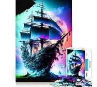 Puzzle de 1000 pièces en Forme de Bateau Pirate, coloré, pour Adultes, Jouet Intelligent et Amusant, Bords Lisses, pour Les fêtes (38x52cm)