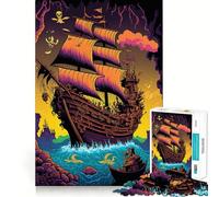 Puzzle de 1000 pièces en Forme de Bateau Pirate, coloré, pour Adultes Renforce la mémoire, Loisirs, Divertissement, qualité, Cadeau élégant (50x75cm)