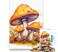 Puzzle de 1000 pièces en Forme de Champignon Aquarelle pour Adolescents Jeu Stimulant l'esprit Assemblage Facile et sécurisé Activité Amusante en Famille Le Soir (50x75cm)