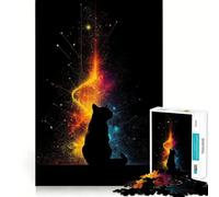 Puzzle de 1000 pièces en Forme de Chat avec Fond Abstrait coloré, idéal pour Adultes, Jeu de logique et de Relaxation, découpe Ferme, Cadeau Parfait 38x52cm