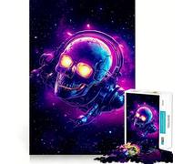 Puzzle de 1000 pièces en Forme de crâne néon avec Casque Audio, idéal pour Les Adultes Un Jeu d'exercice Mental, Un Cadeau créatif et apaisant à Assembler (38x26cm)
