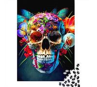 Puzzle de 1000 pièces en forme de crâne pour adultes, puzzles en papier pour adultes, adolescents, hommes et femmes, cadeau 1000 pièces (38 x 26 cm)