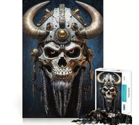 Puzzle de 1000 pièces en Forme de crâne Viking Nordique pour Adultes, Jouet cognitif, Moment de Partage et de complicité, Motif à Assembler, pour Les vœux du Père Noël (38x26cm)