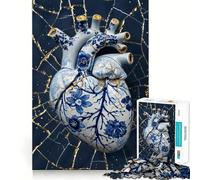 Puzzle de 1000 pièces en Forme de cœur brisé,Motif Kintsugi,Bords Lisses,Jeu créatif,Jouet pour des Moments de détente,Cadeau d'anniversaire Amusant (50x75cm)