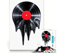 Puzzle de 1000 pièces en Forme de Disque Vinyle Musical pour Adolescents Jeu de réflexion Intelligent, Facile à Utiliser et à découper (50x75cm)